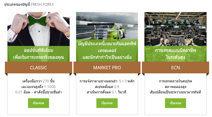 บัญชีของโบรกเกอร์ freshforex