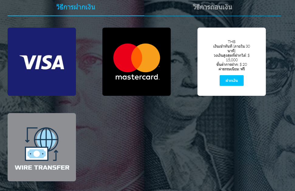 ช่องทางการฝากเงินของ Windsor Broker