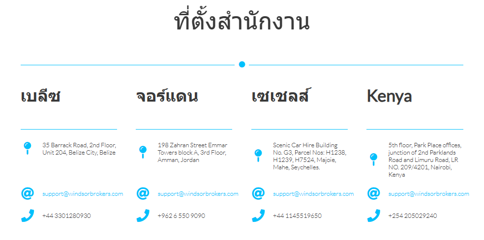 ที่ตั้งสำนักงานของ Windsor brokers