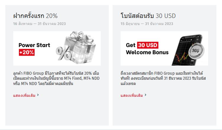 ภาพแสดงรายละเอียด โปรโมชั่นของ FIBO Group